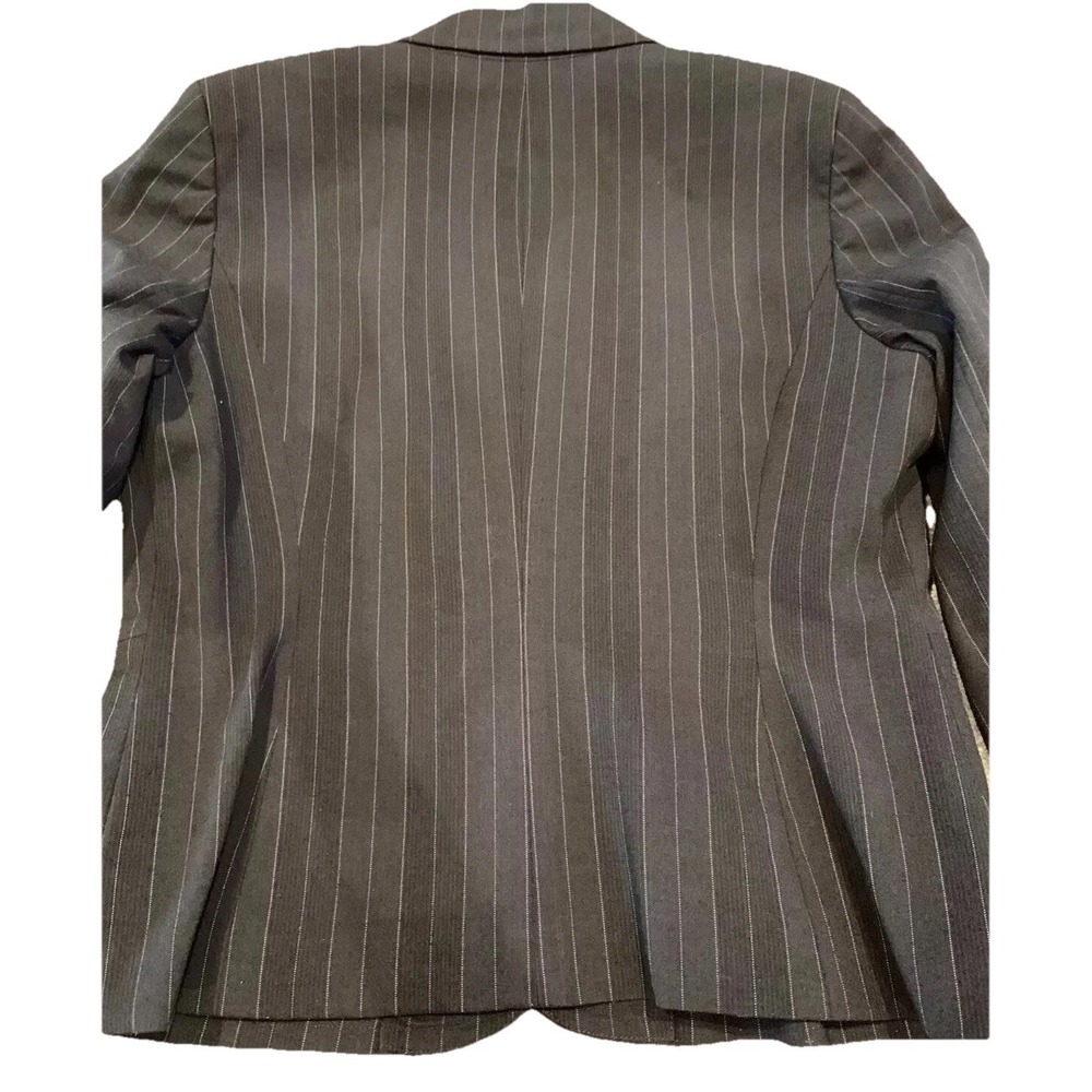 Jones New York Pin Stripe Blazer 12 Jacket Charcoal Lined Shoulder Pads Office - Picture 4 of 13